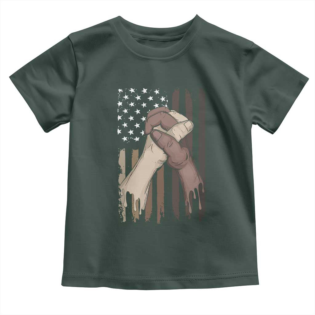 Black American Toddler T Shirt US Flag Holding Hands