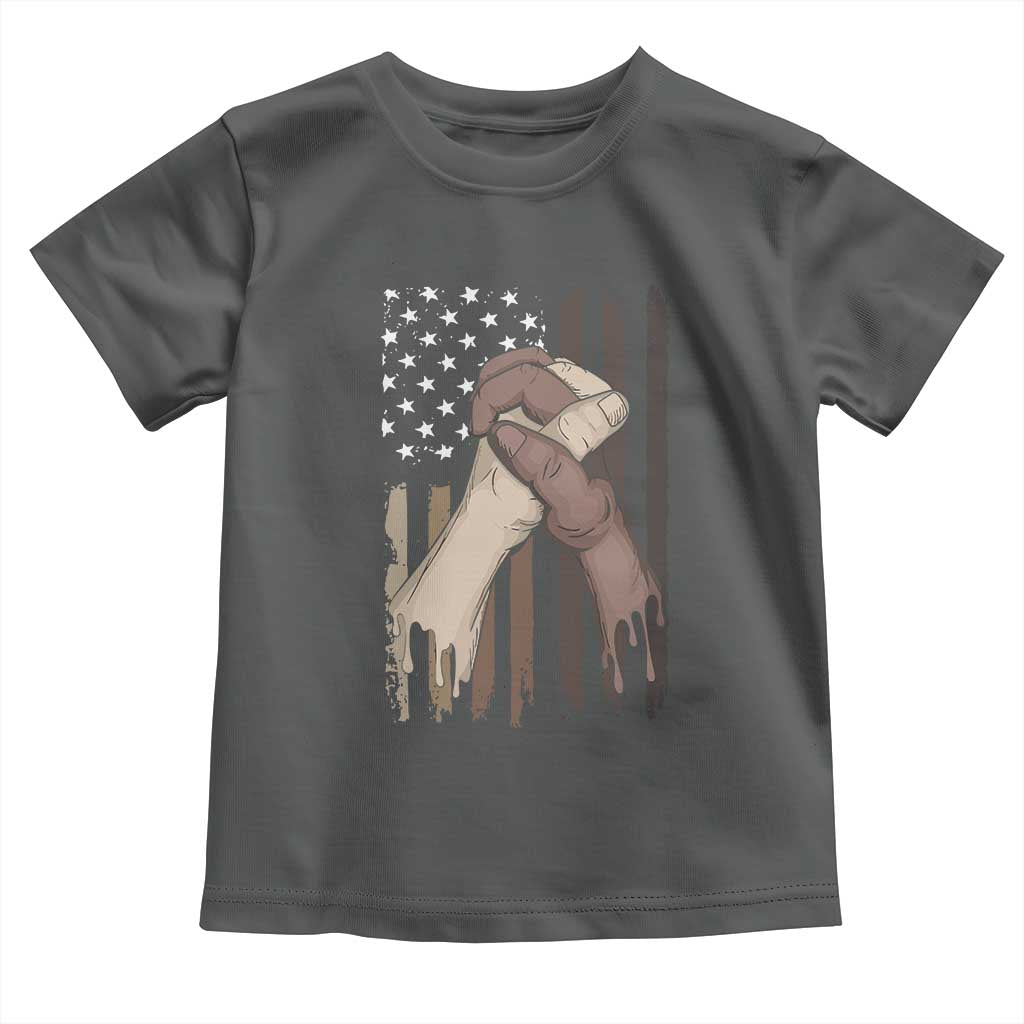 Black American Toddler T Shirt US Flag Holding Hands