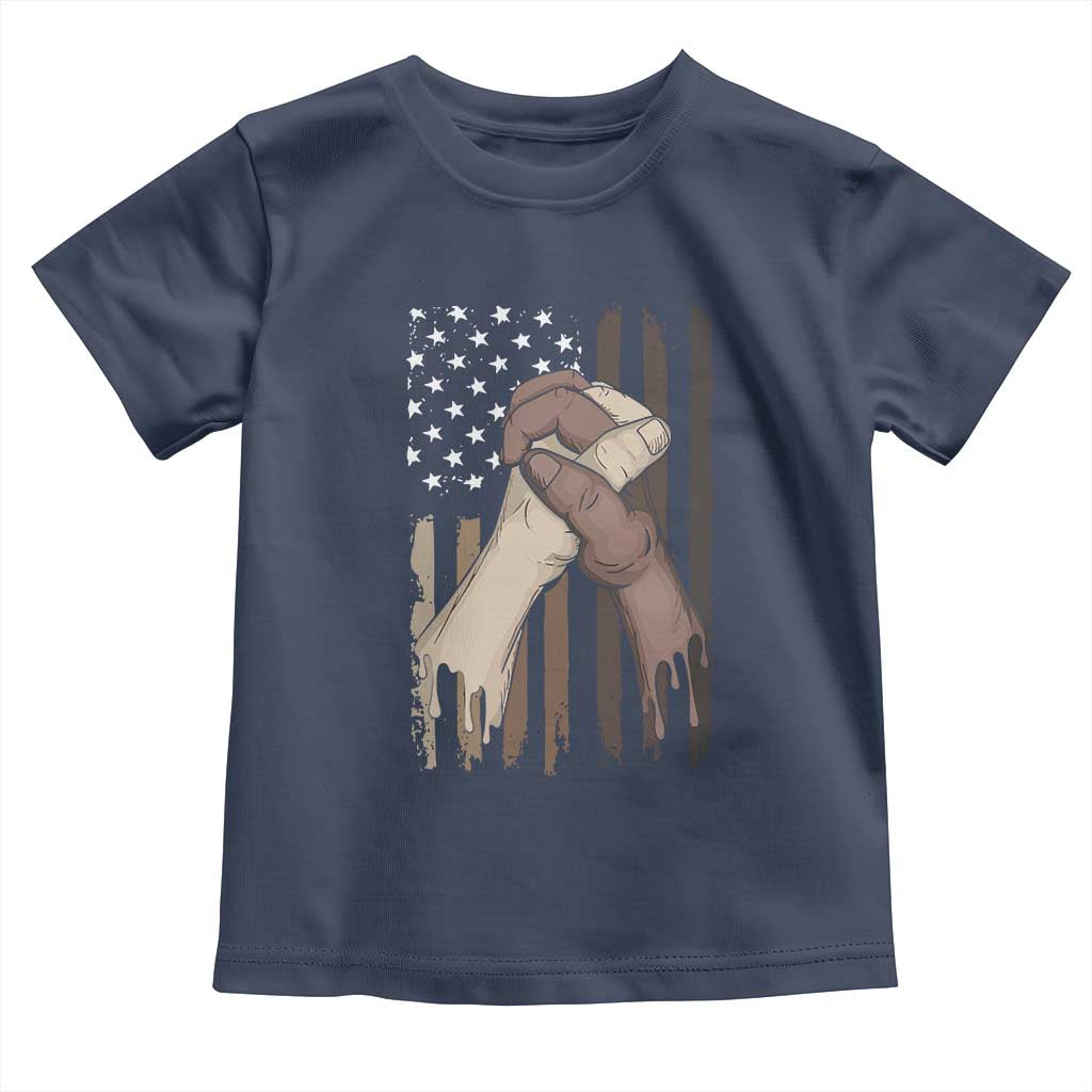 Black American Toddler T Shirt US Flag Holding Hands