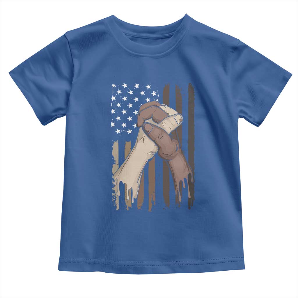 Black American Toddler T Shirt US Flag Holding Hands