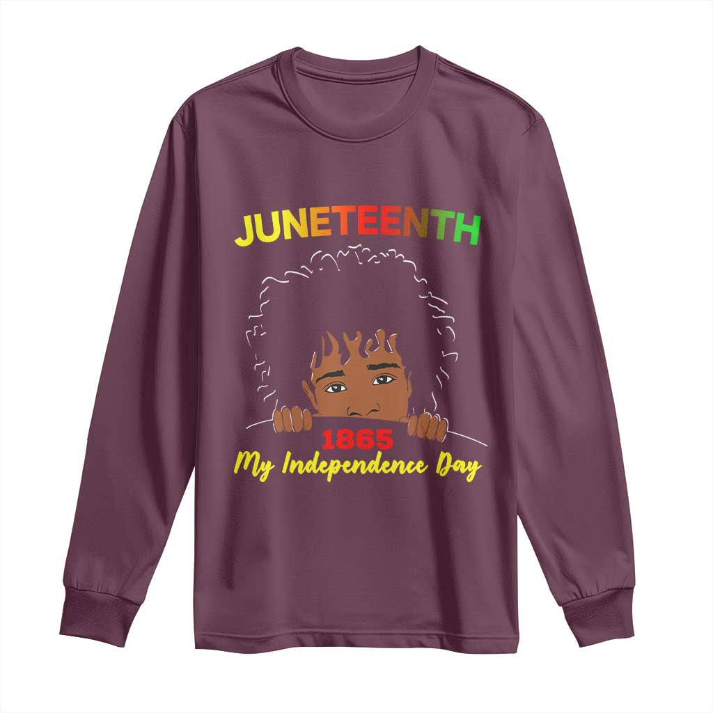 Celebrate Juneteenth Independence Long Sleeve Shirt Teen Youth Afro Locs Black Boy