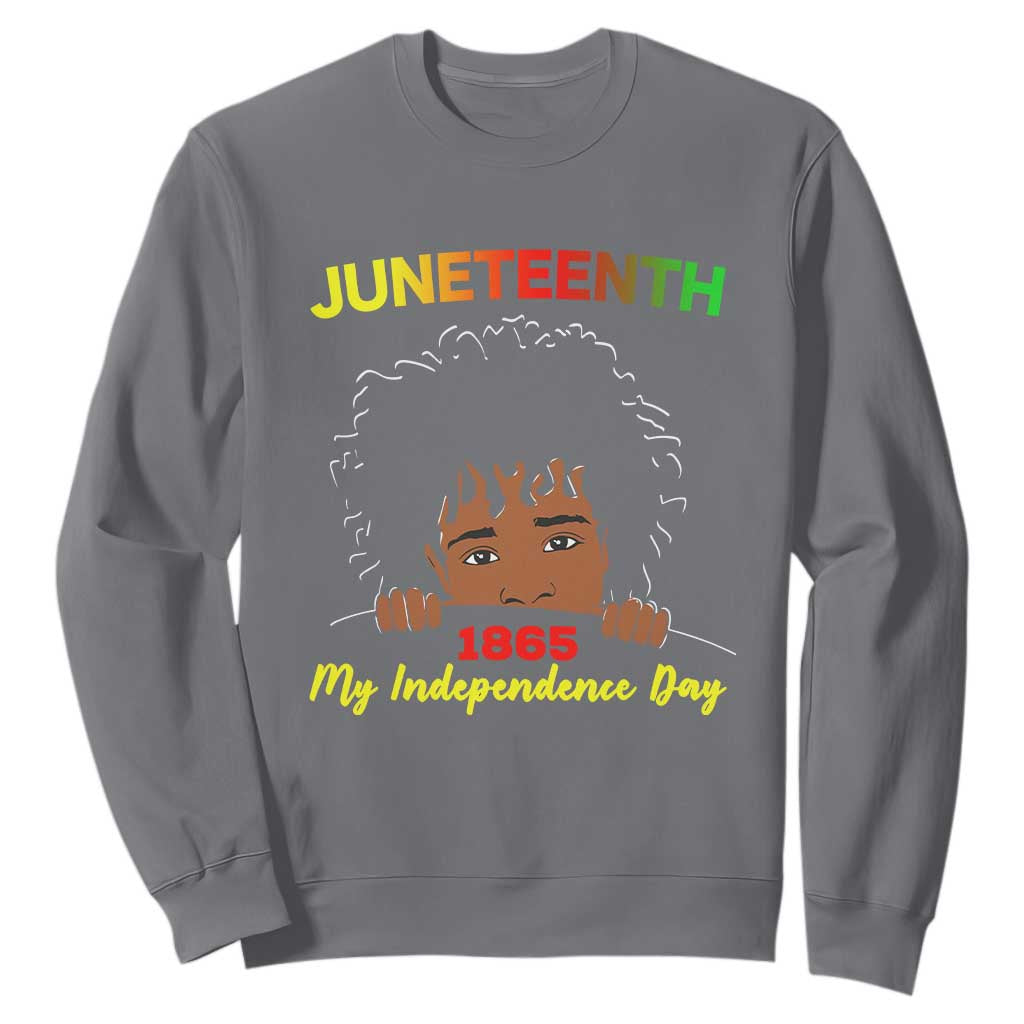Celebrate Juneteenth Independence Sweatshirt Teen Youth Afro Locs Black Boy
