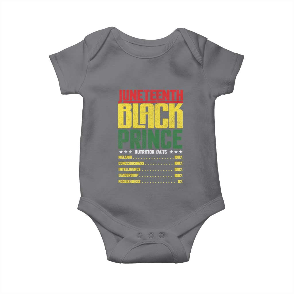 Juneteenth Black Prince Nutrition Facts Baby Onesie