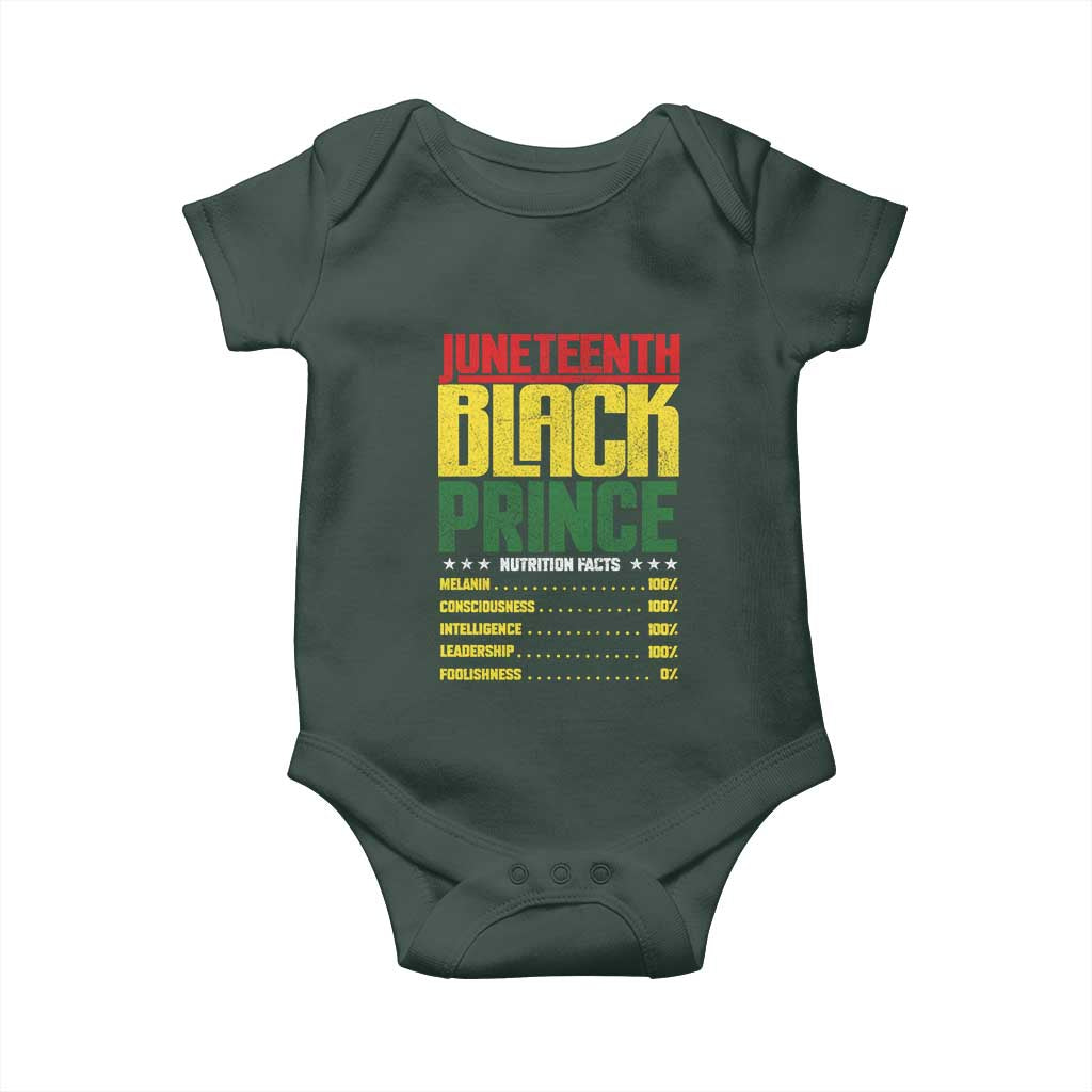 Juneteenth Black Prince Nutrition Facts Baby Onesie