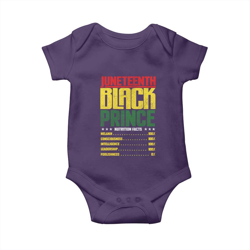 Juneteenth Black Prince Nutrition Facts Baby Onesie