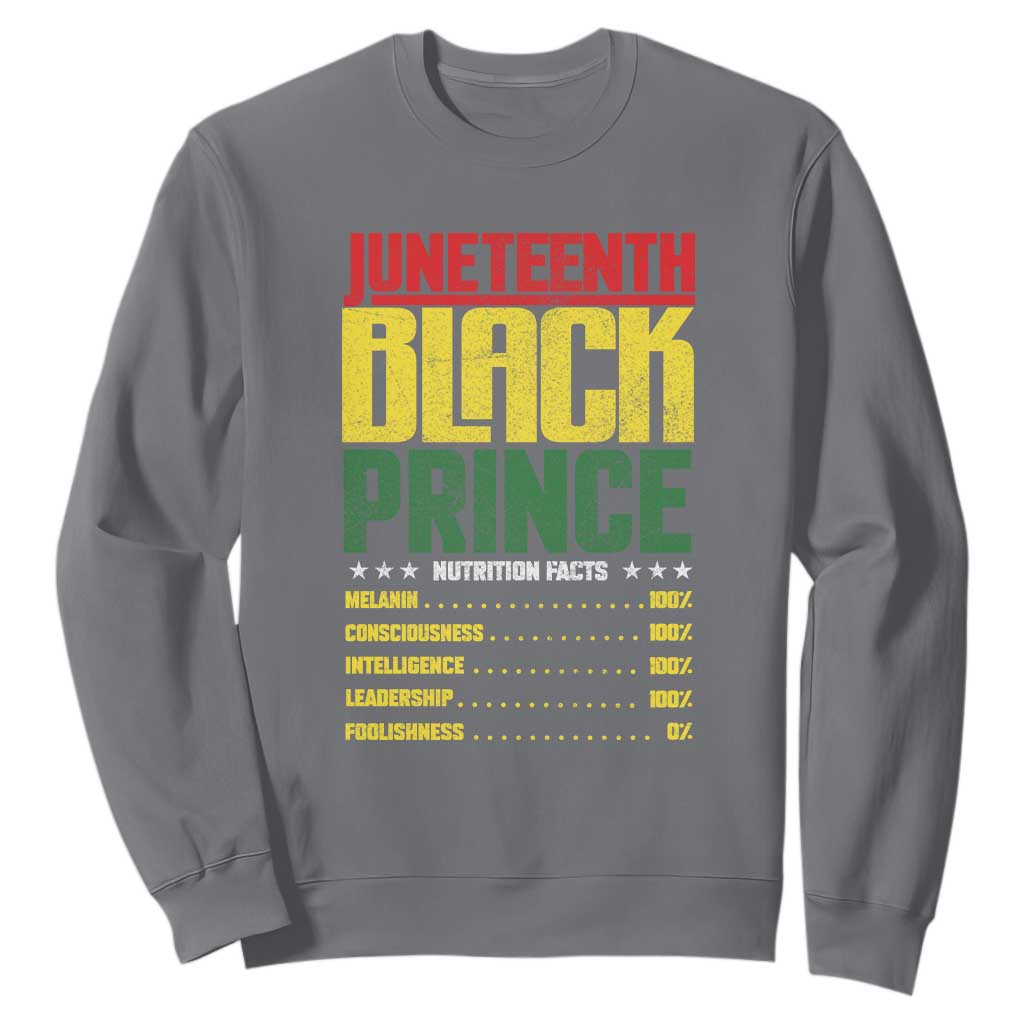 Juneteenth Black Prince Nutrition Facts Sweatshirt