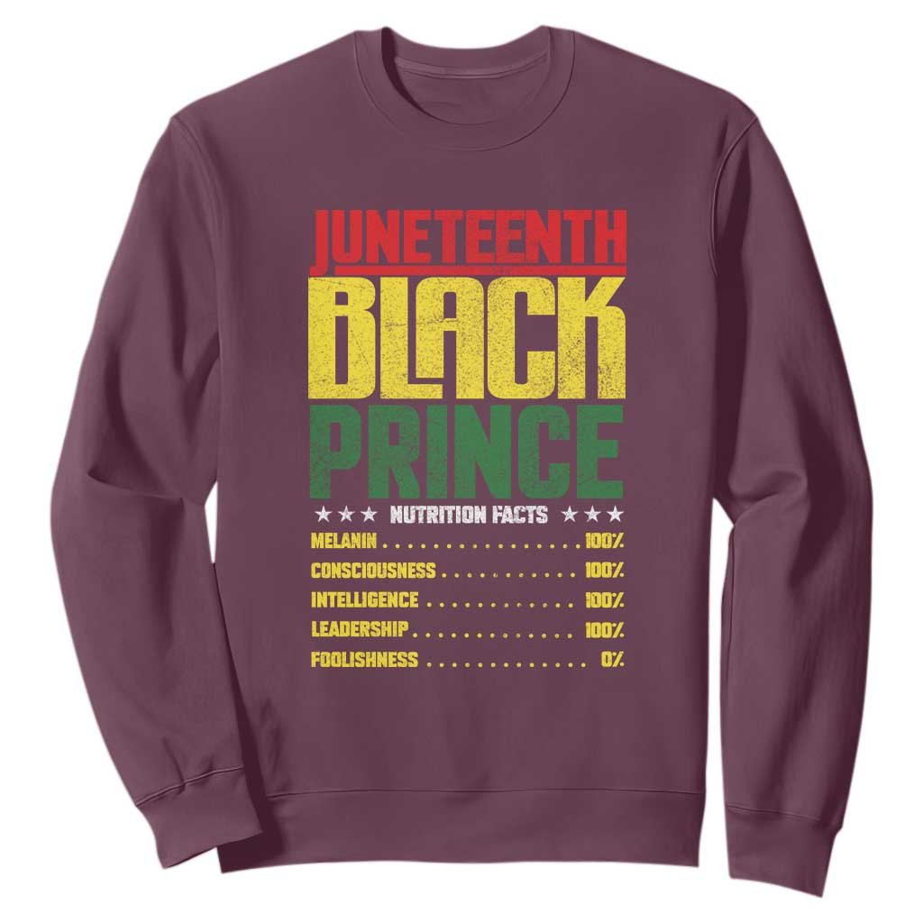 Juneteenth Black Prince Nutrition Facts Sweatshirt