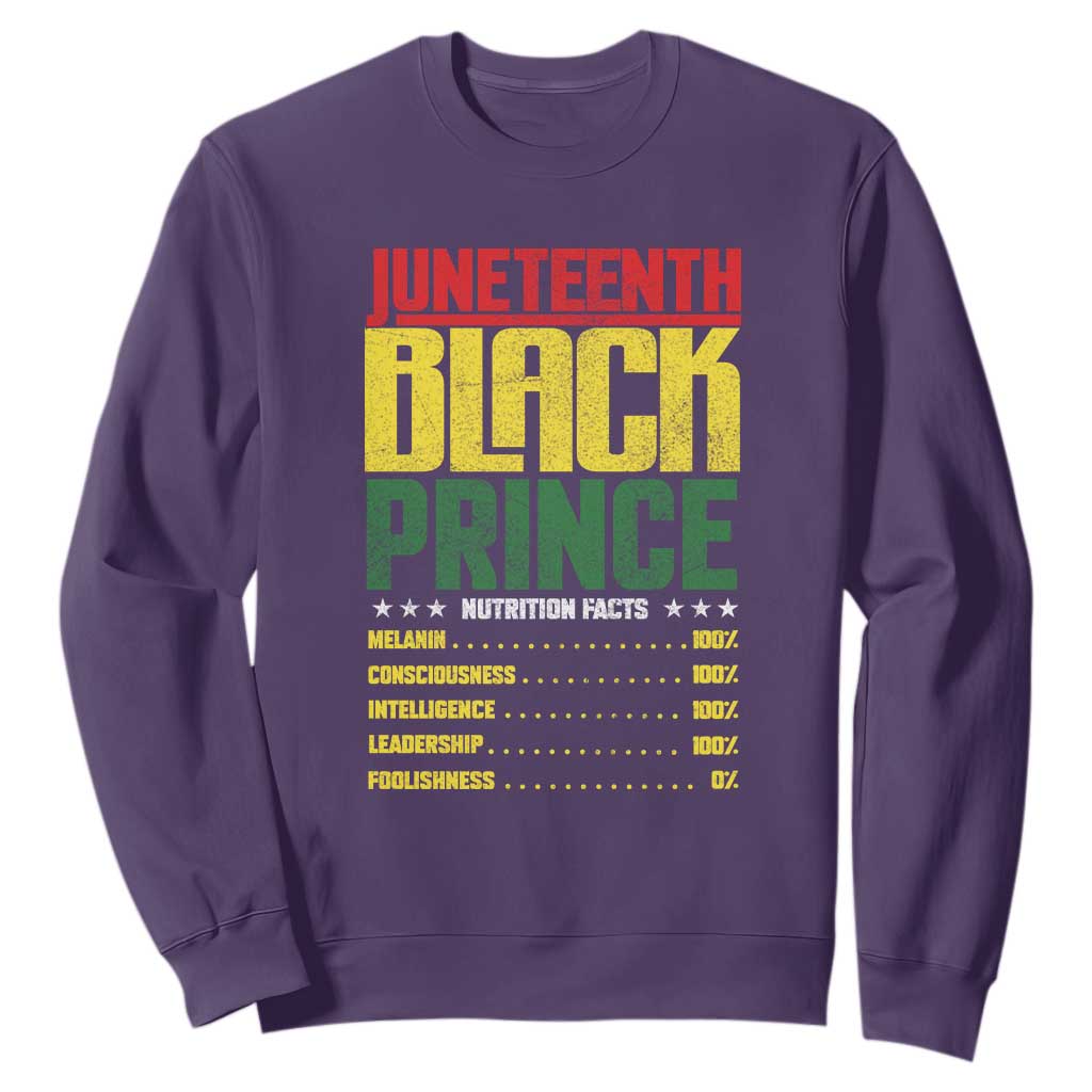 Juneteenth Black Prince Nutrition Facts Sweatshirt