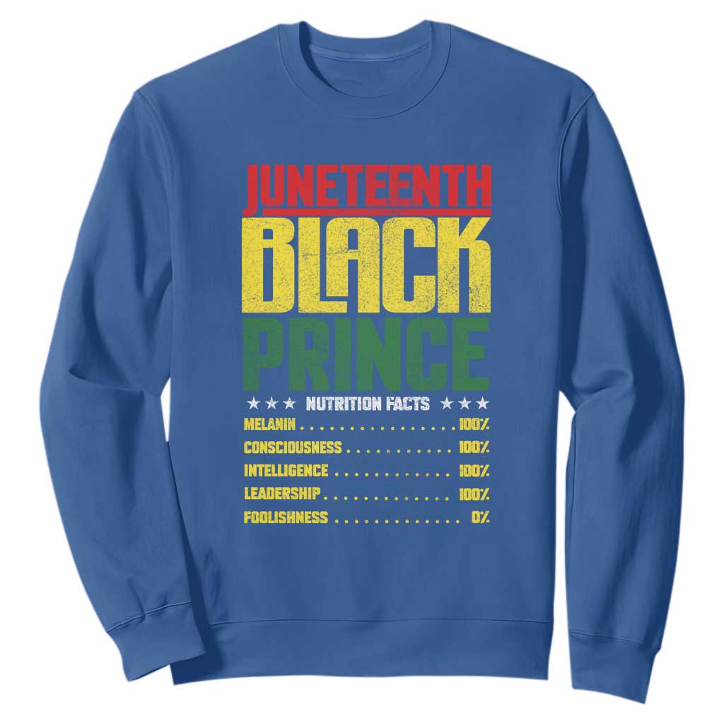 Juneteenth Black Prince Nutrition Facts Sweatshirt