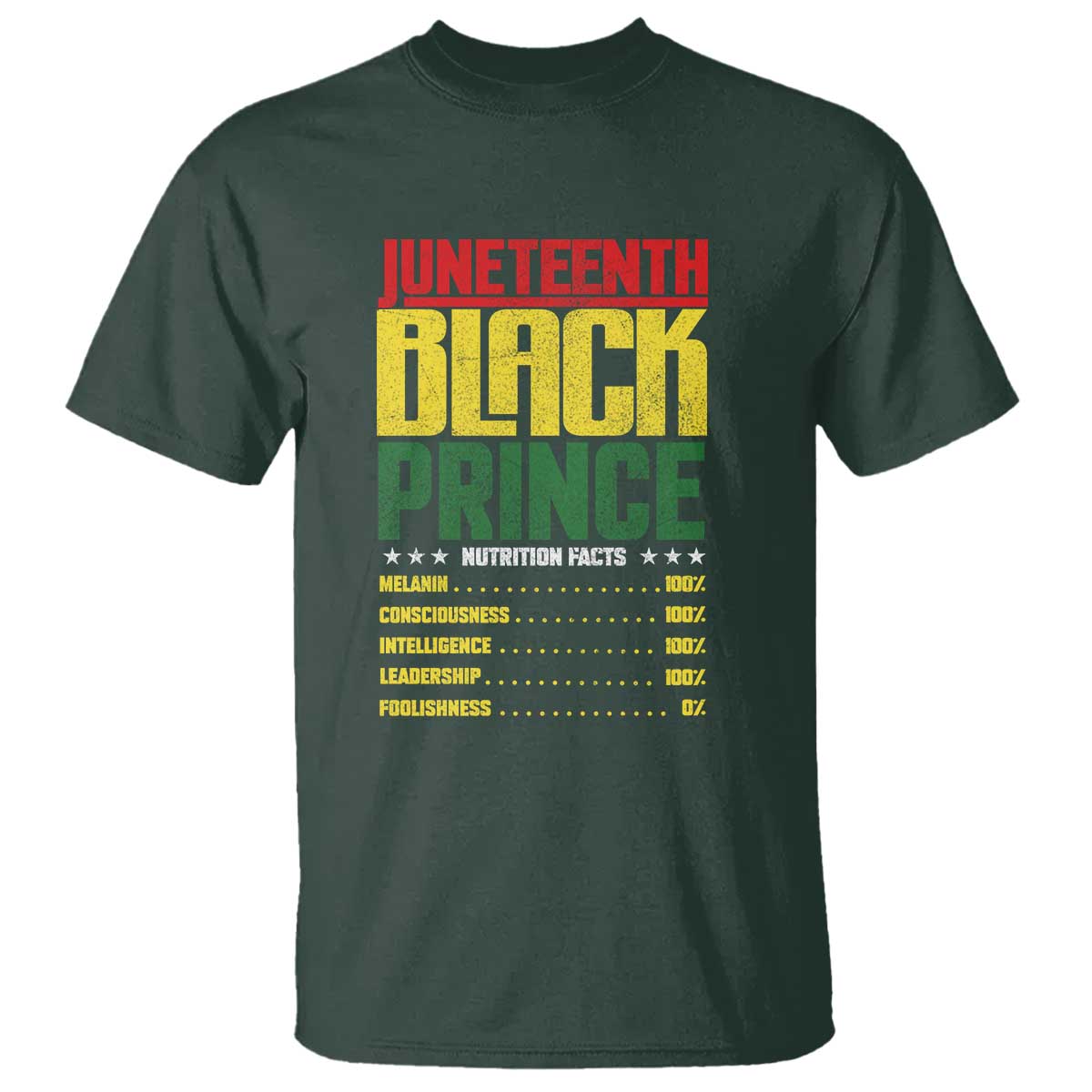 Juneteenth Black Prince Nutrition Facts T Shirt