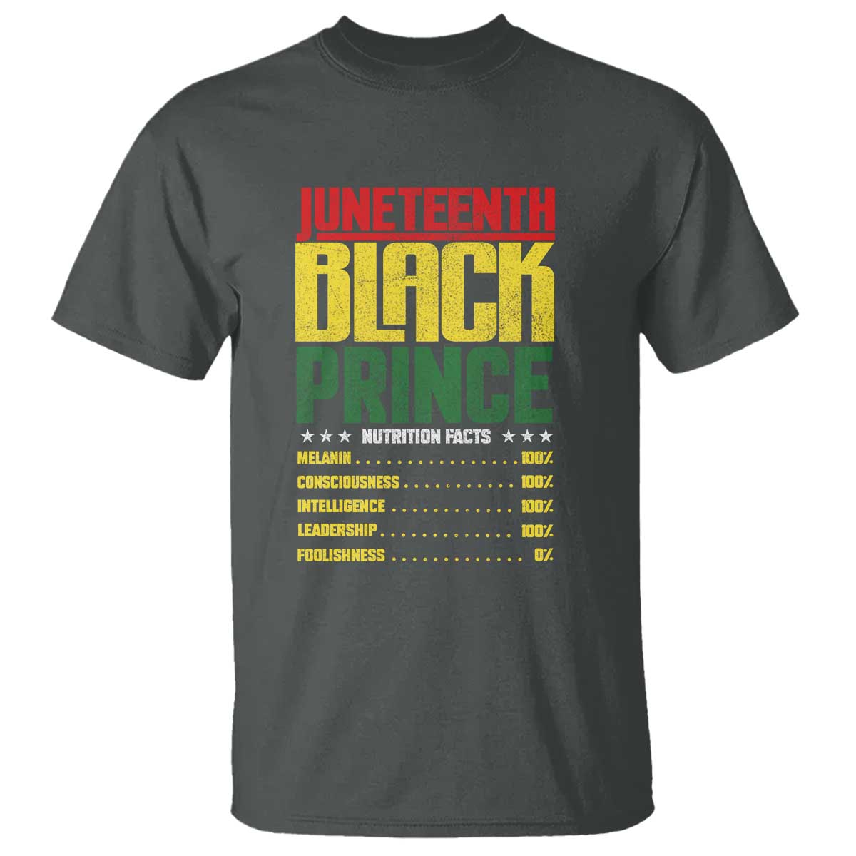 Juneteenth Black Prince Nutrition Facts T Shirt