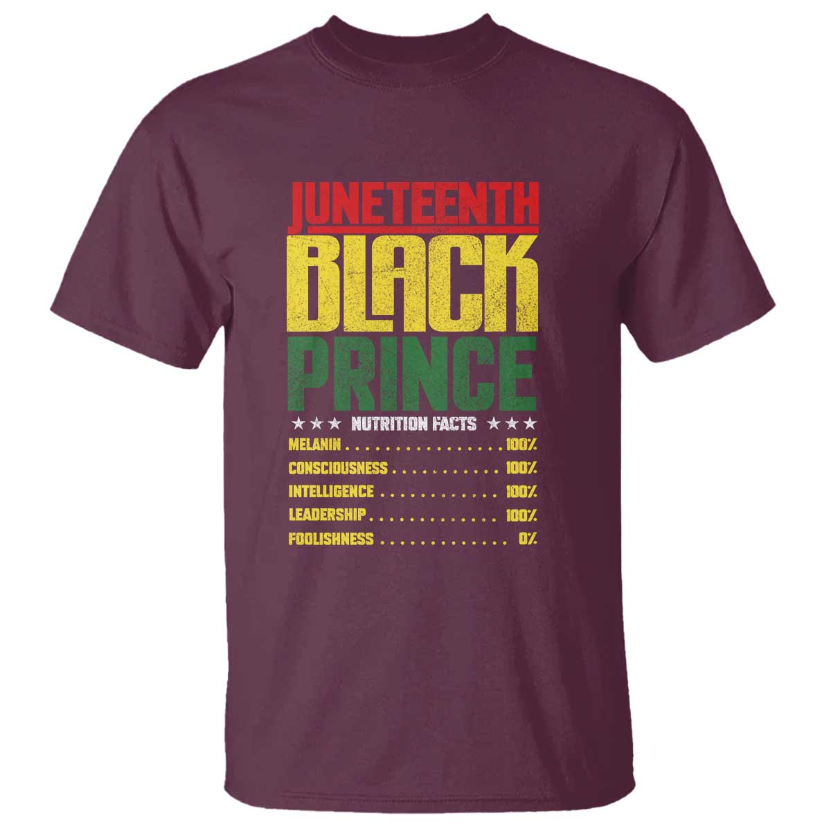 Juneteenth Black Prince Nutrition Facts T Shirt