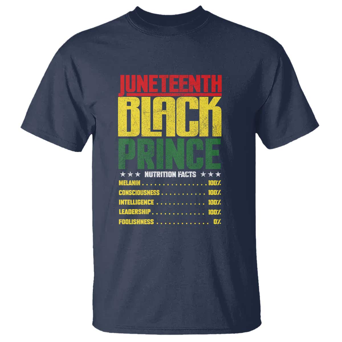 Juneteenth Black Prince Nutrition Facts T Shirt