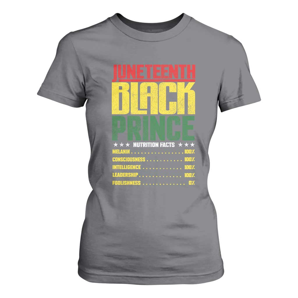 Juneteenth Black Prince Nutrition Facts T Shirt For Women