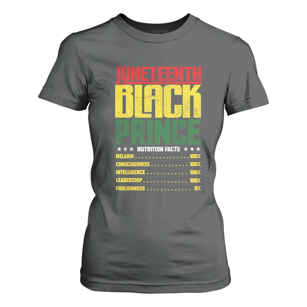 Juneteenth Black Prince Nutrition Facts T Shirt For Women