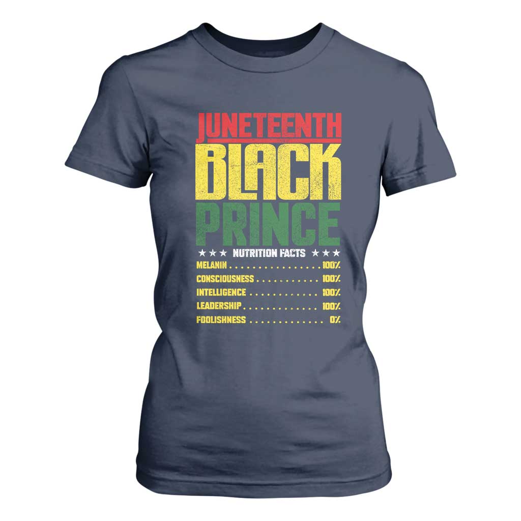 Juneteenth Black Prince Nutrition Facts T Shirt For Women