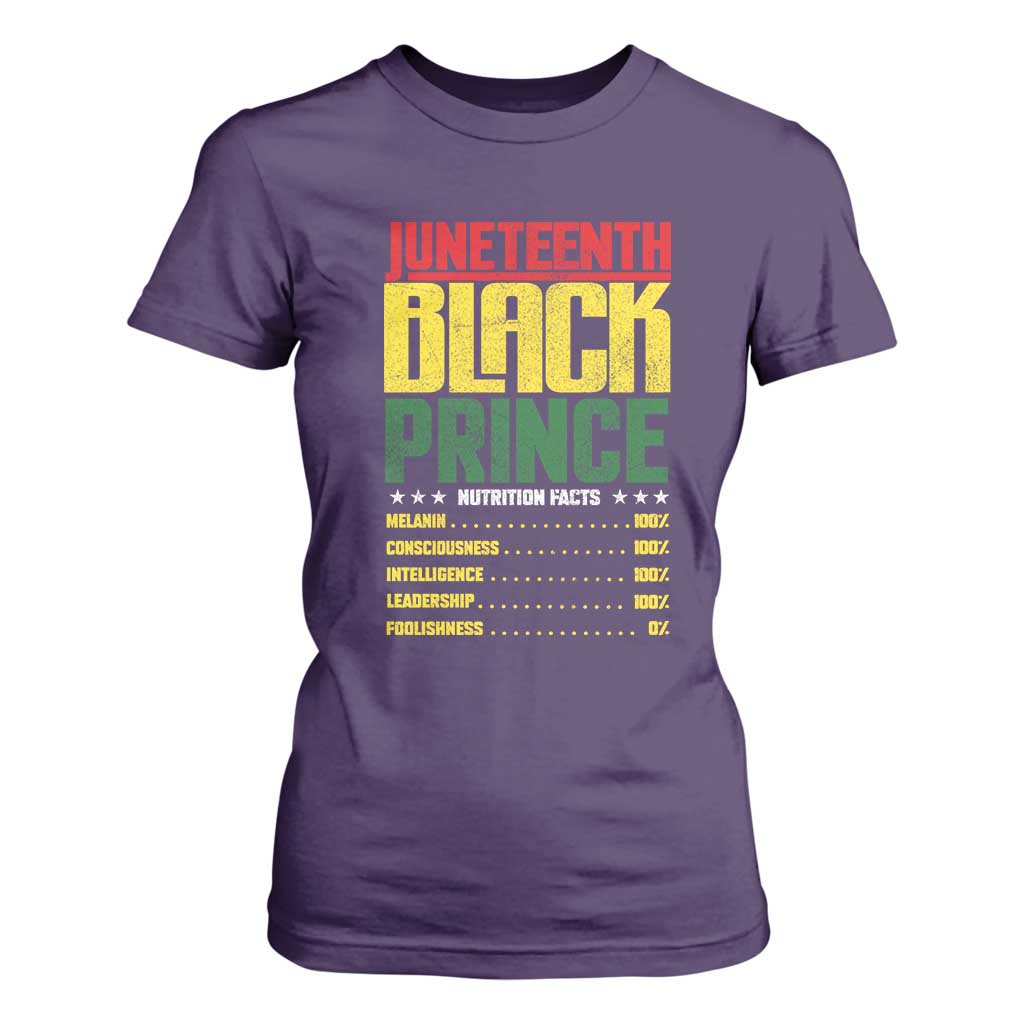 Juneteenth Black Prince Nutrition Facts T Shirt For Women