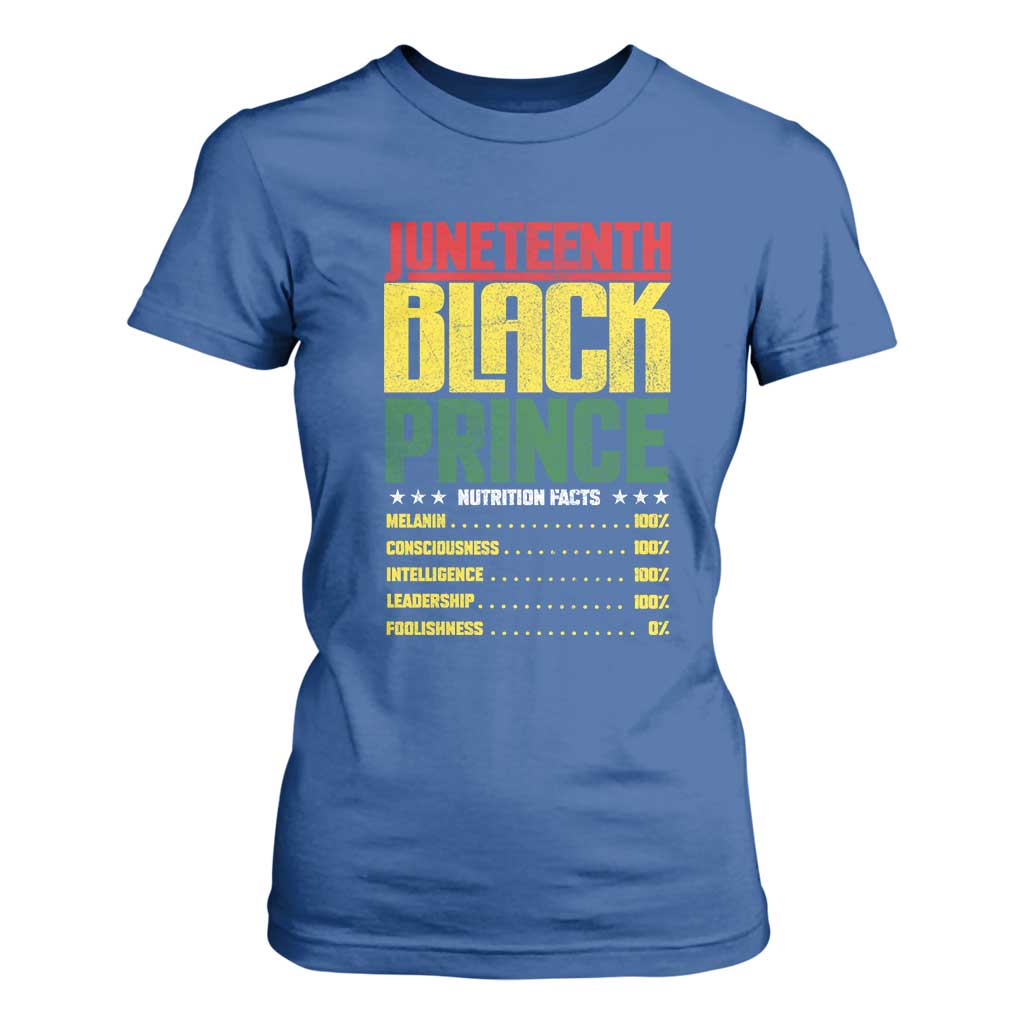 Juneteenth Black Prince Nutrition Facts T Shirt For Women