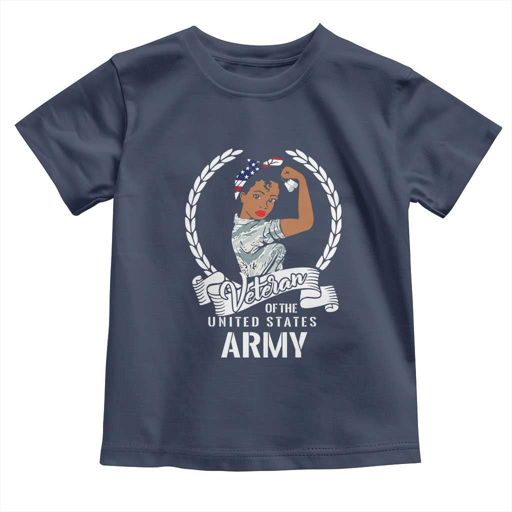 Black US Women Veteran Toddler T Shirt - Proud Female Military Army Girl
