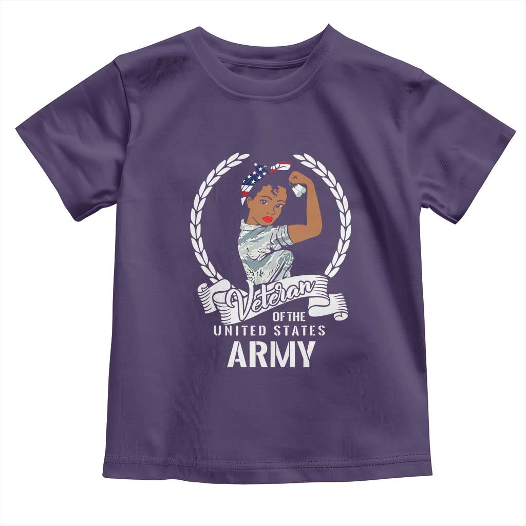 Black US Women Veteran Toddler T Shirt - Proud Female Military Army Girl