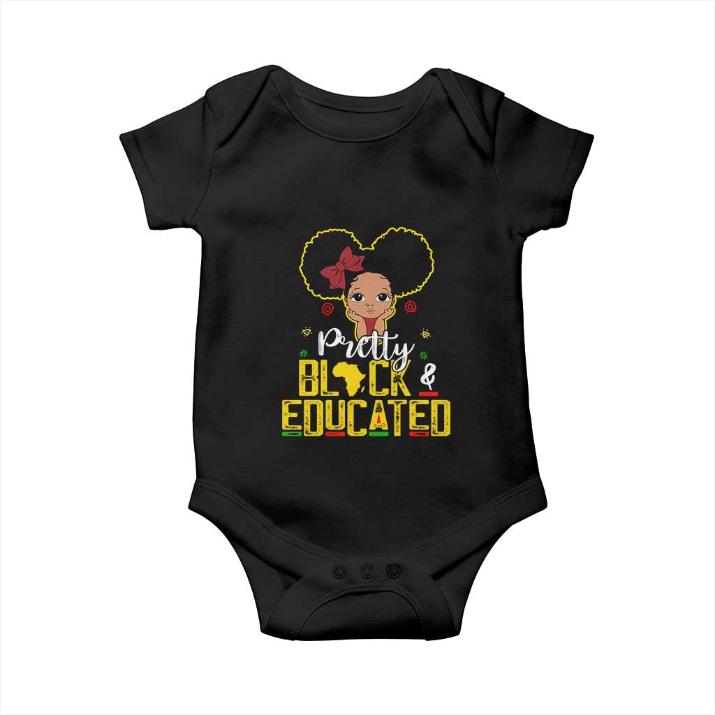 Pretty Black and Educated Baby Onesie I Am The Strong Afro Queen
