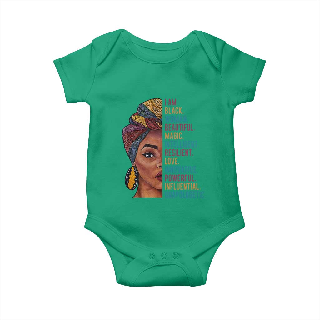 Black Woman Baby Onesie Beautiful Magic Intelligent Resilient Love African American Pride
