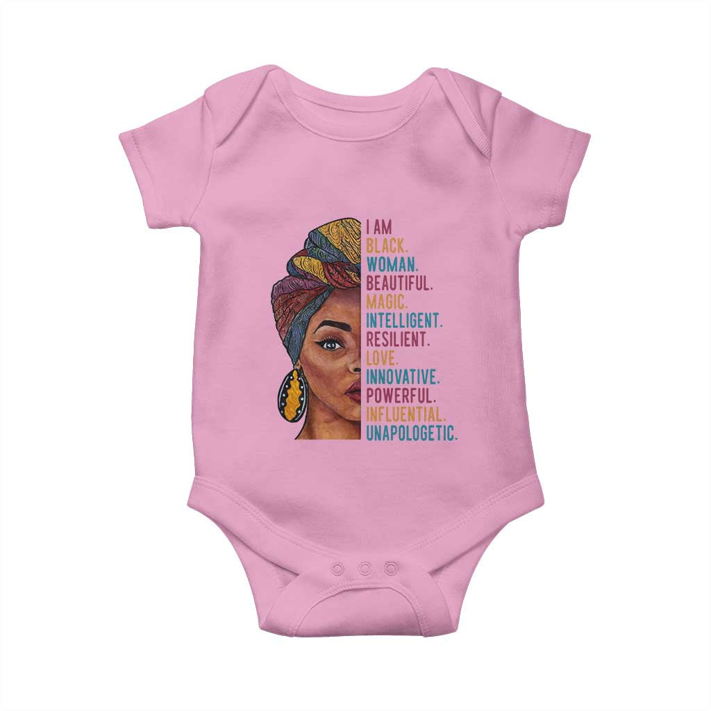 Black Woman Baby Onesie Beautiful Magic Intelligent Resilient Love African American Pride