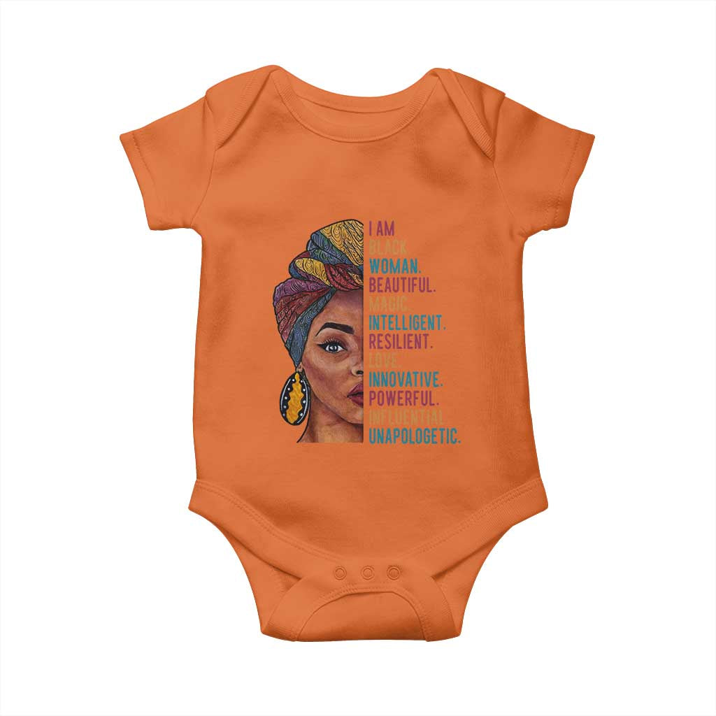 Black Woman Baby Onesie Beautiful Magic Intelligent Resilient Love African American Pride