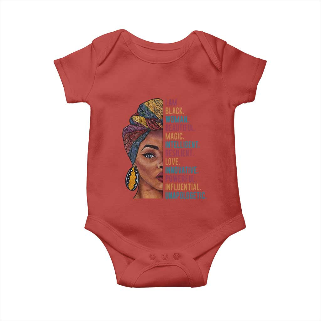 Black Woman Baby Onesie Beautiful Magic Intelligent Resilient Love African American Pride