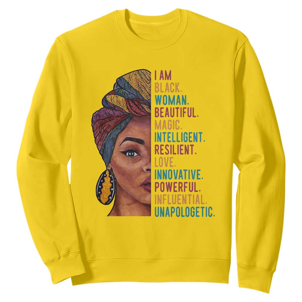 Black Woman Sweatshirt Beautiful Magic Intelligent Resilient Love African American Pride