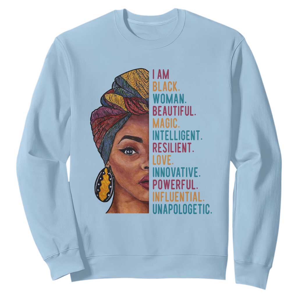 Black Woman Sweatshirt Beautiful Magic Intelligent Resilient Love African American Pride