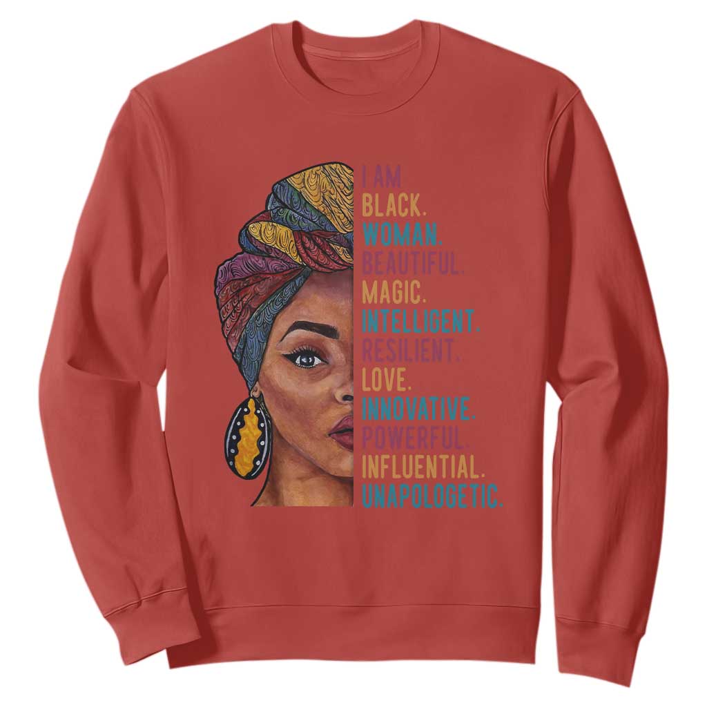 Black Woman Sweatshirt Beautiful Magic Intelligent Resilient Love African American Pride
