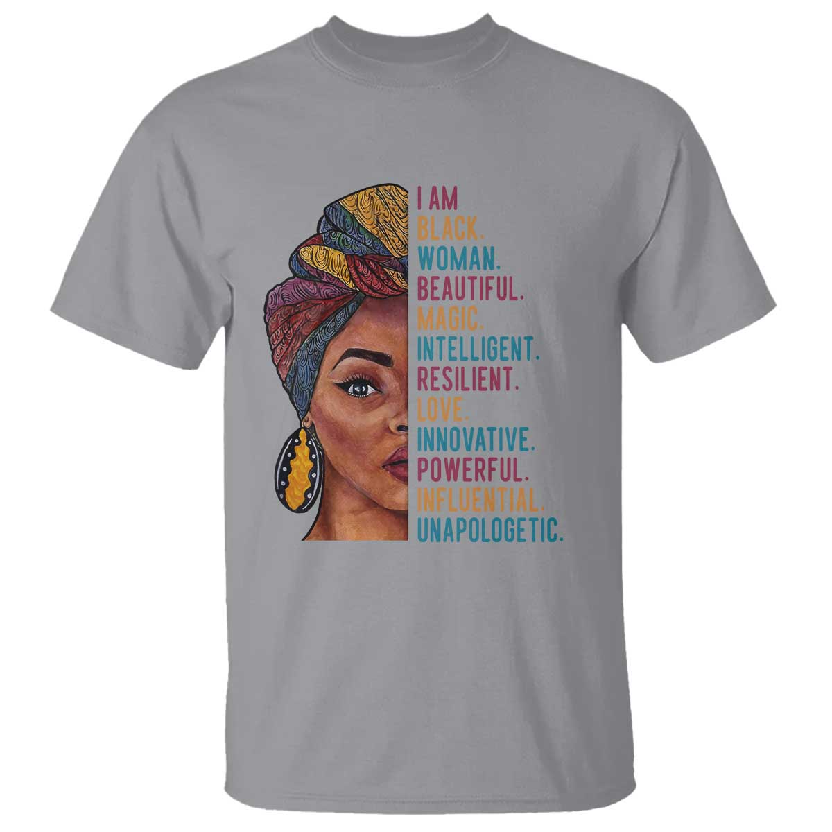 Black Woman T Shirt Beautiful Magic Intelligent Resilient Love African American Pride