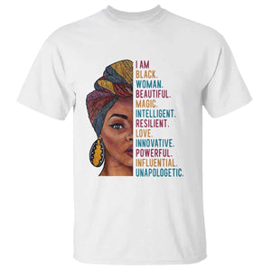 Black Woman T Shirt Beautiful Magic Intelligent Resilient Love African American Pride