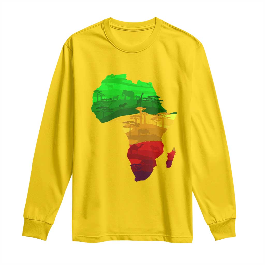 Africa Map Long Sleeve Shirt Green Yellow Red African Pride