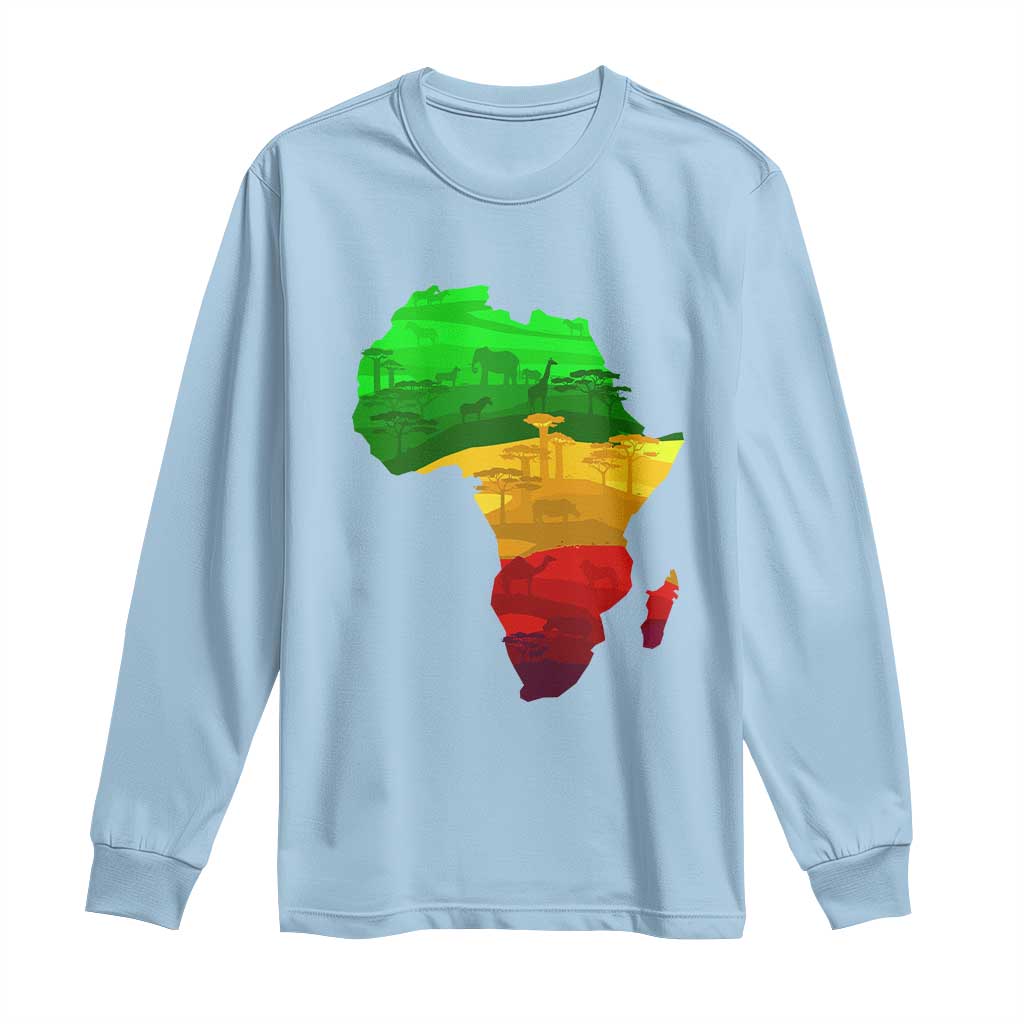 Africa Map Long Sleeve Shirt Green Yellow Red African Pride