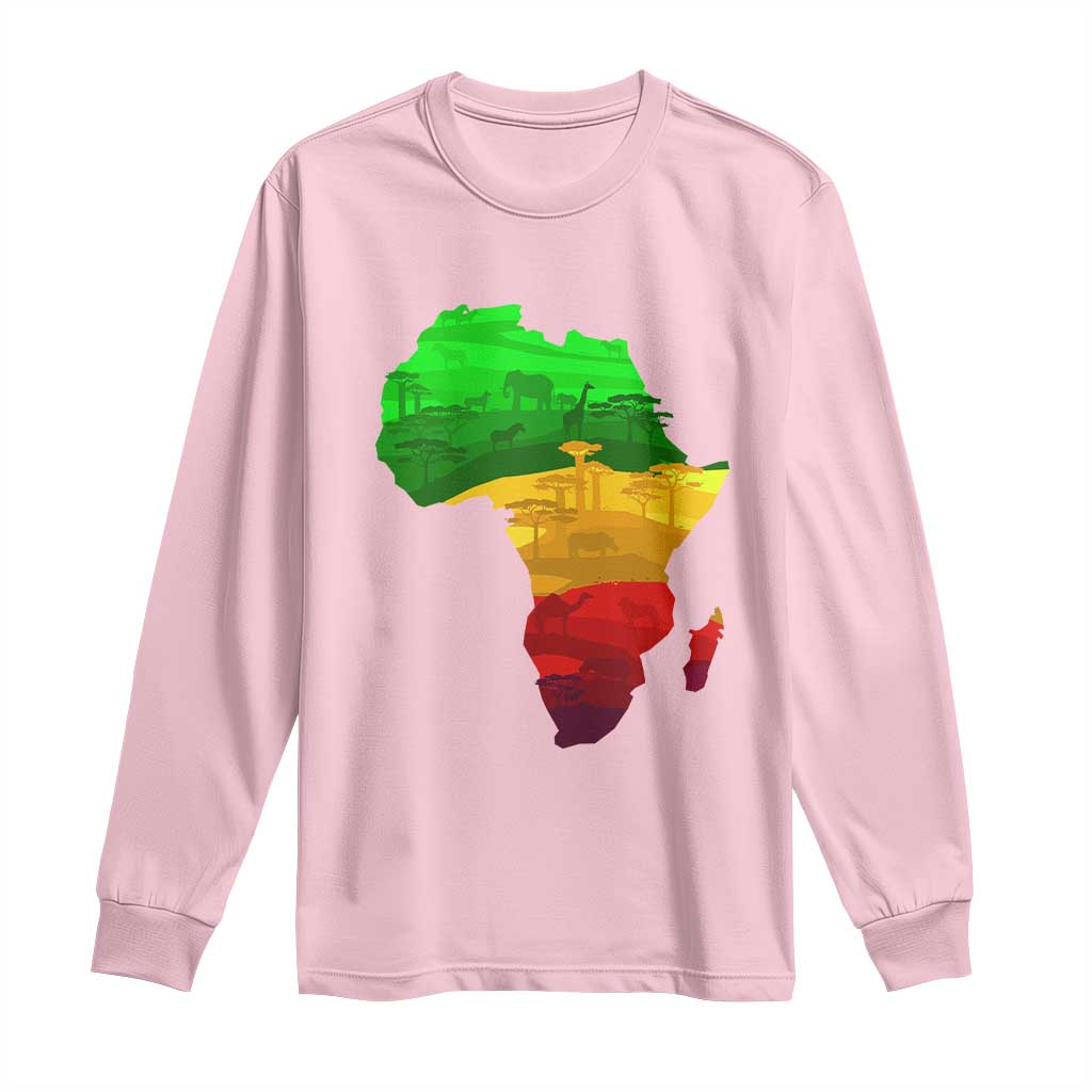 Africa Map Long Sleeve Shirt Green Yellow Red African Pride