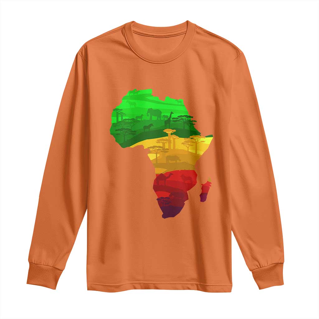 Africa Map Long Sleeve Shirt Green Yellow Red African Pride
