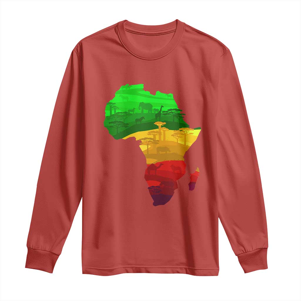 Africa Map Long Sleeve Shirt Green Yellow Red African Pride
