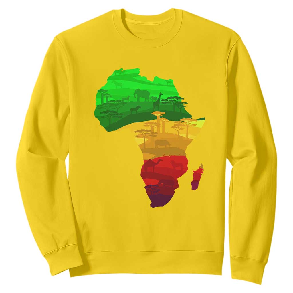 Africa Map Sweatshirt Green Yellow Red African Pride