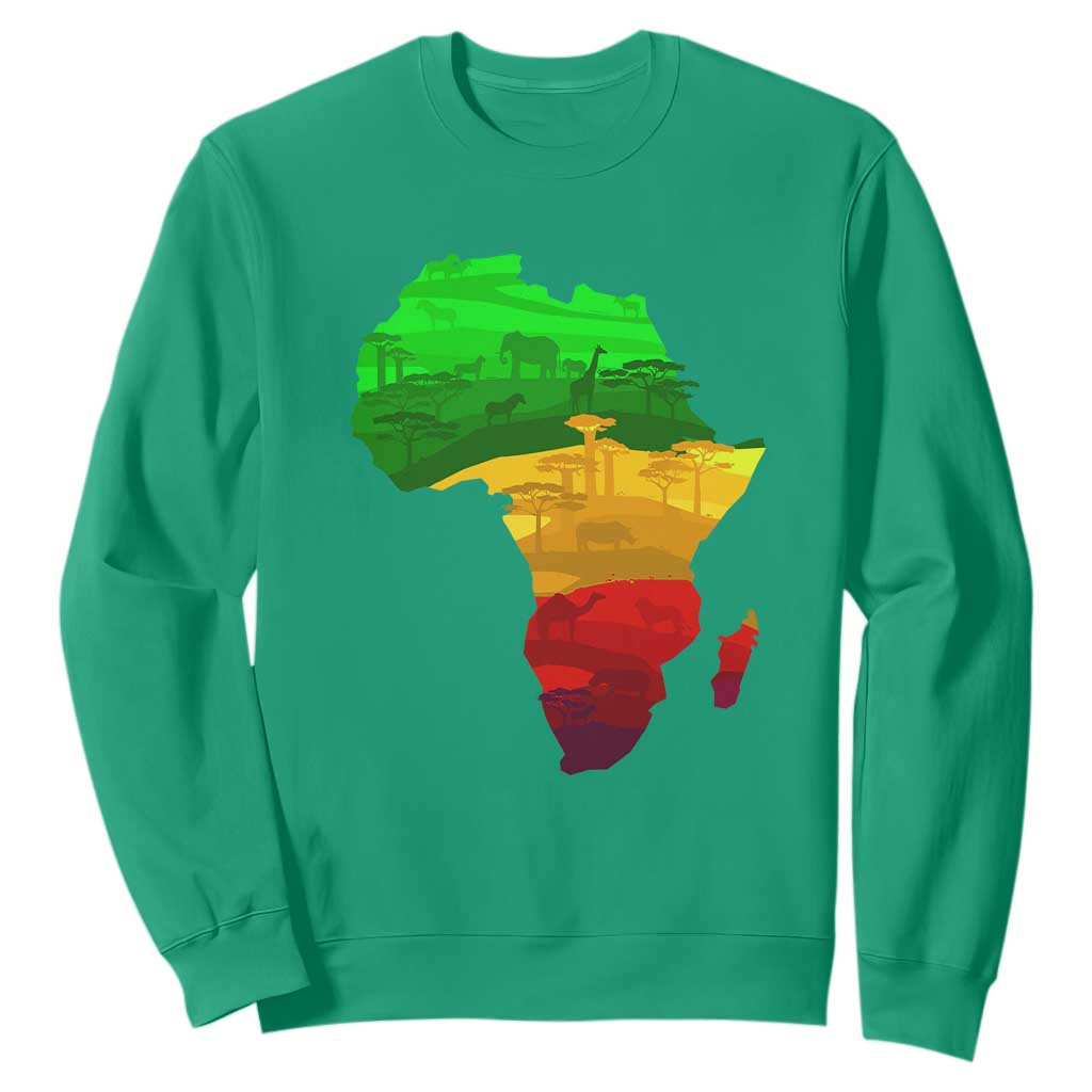Africa Map Sweatshirt Green Yellow Red African Pride