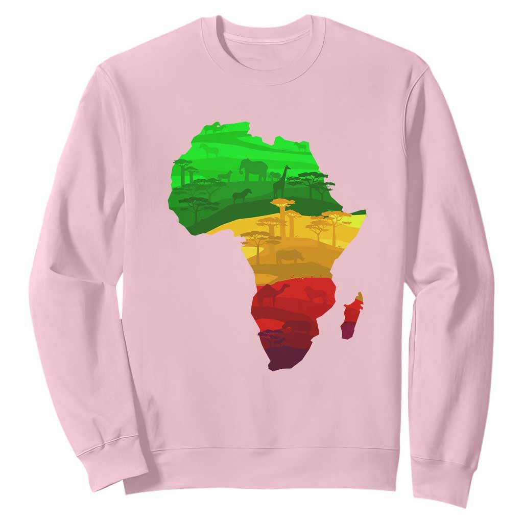 Africa Map Sweatshirt Green Yellow Red African Pride