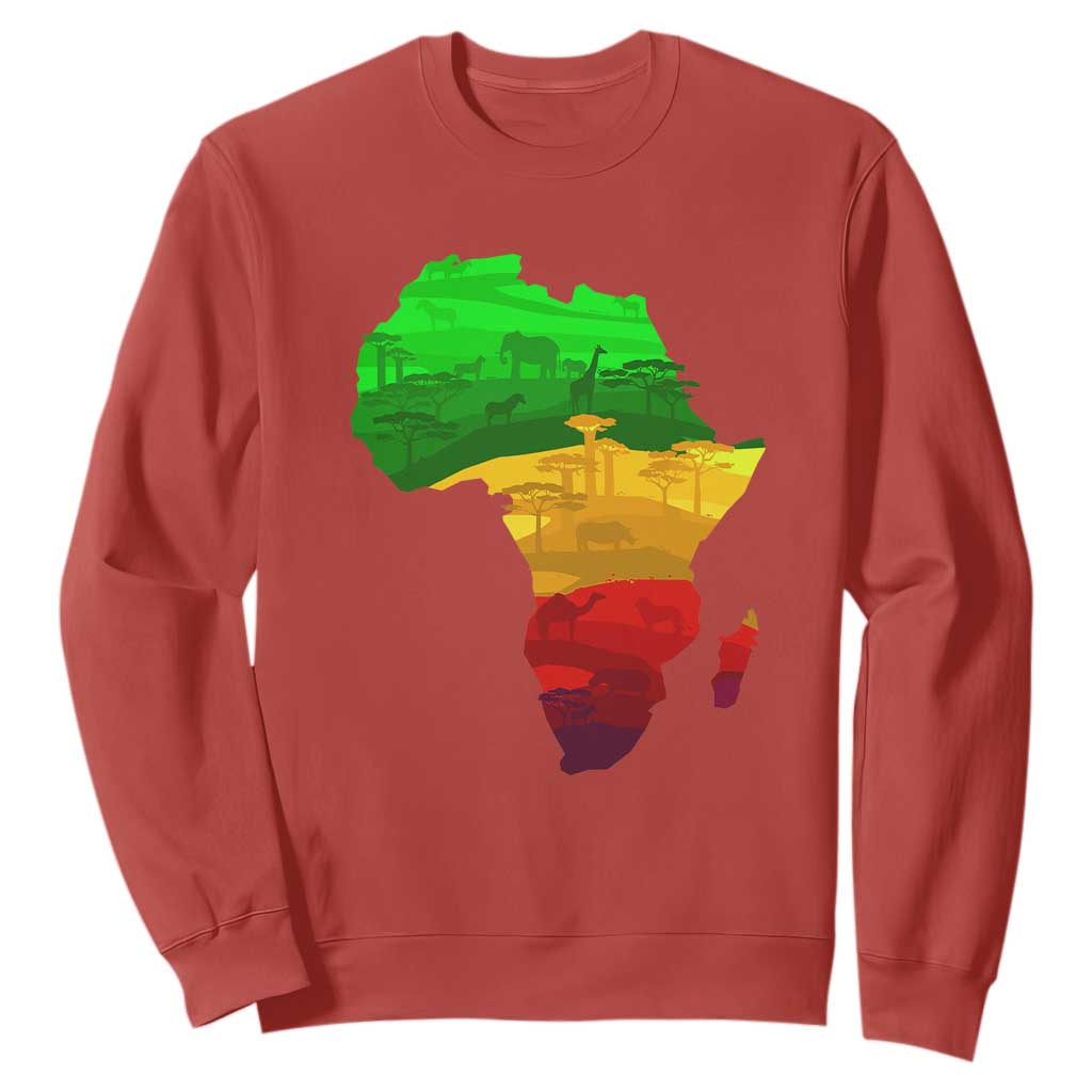 Africa Map Sweatshirt Green Yellow Red African Pride