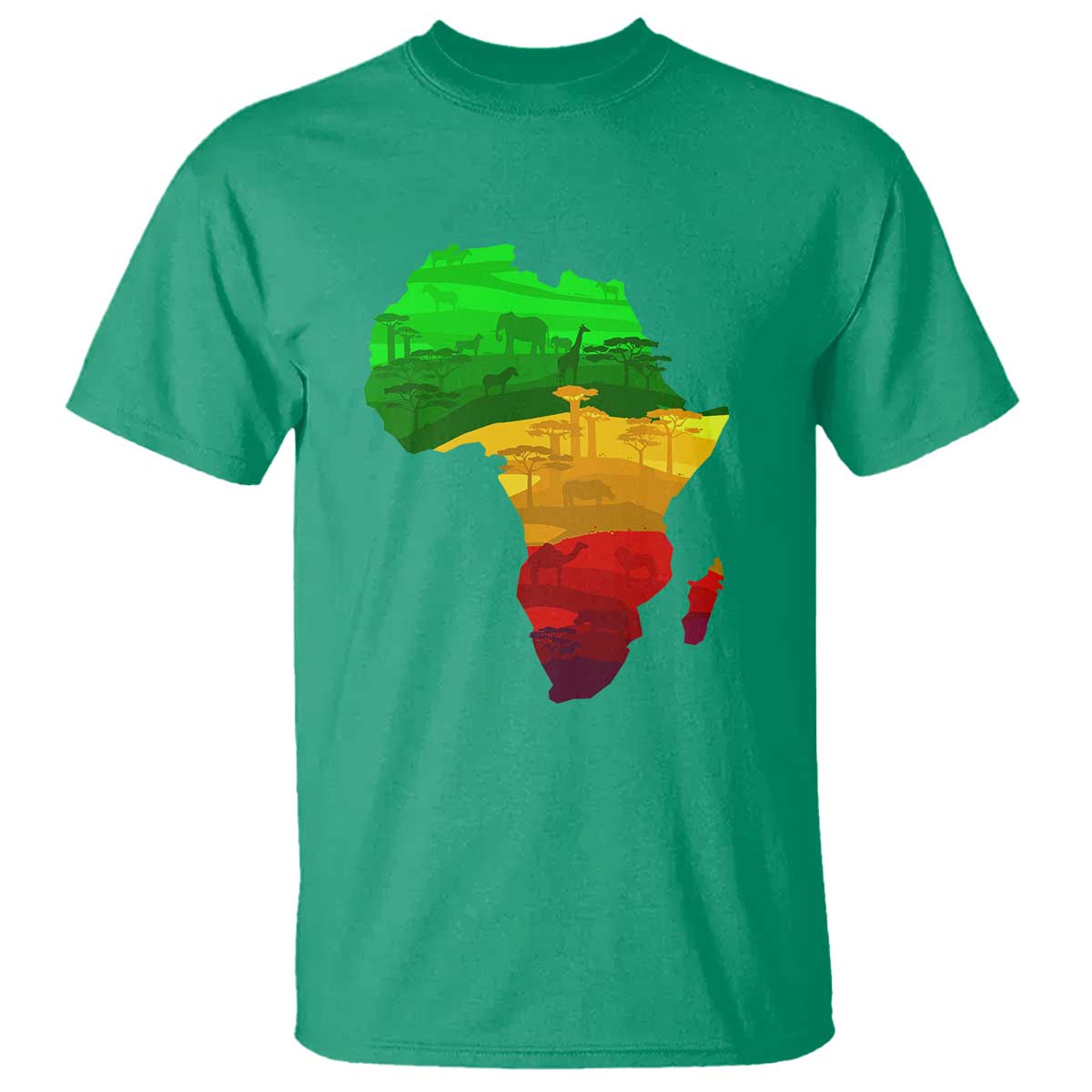 Africa Map T Shirt Green Yellow Red African Pride