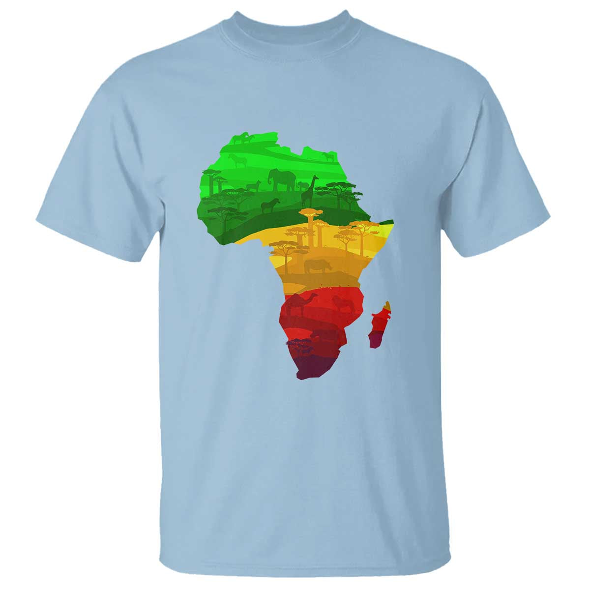 Africa Map T Shirt Green Yellow Red African Pride