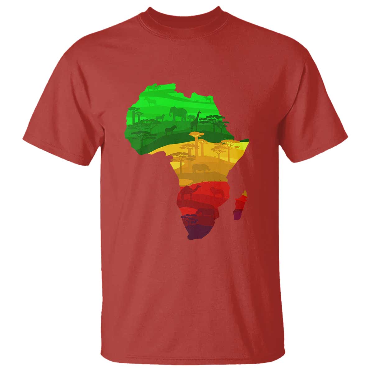 Africa Map T Shirt Green Yellow Red African Pride