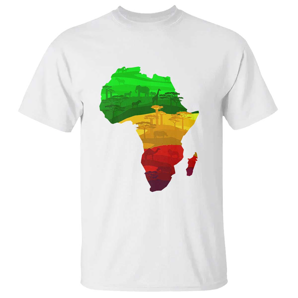 Africa Map T Shirt Green Yellow Red African Pride