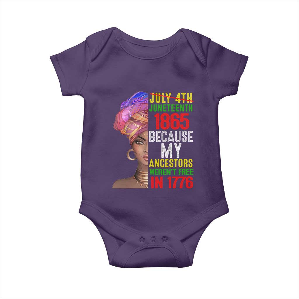 Black Queen Juneteenth 1865 Baby Onesie Because My Ancestors Weren't Free in 1776