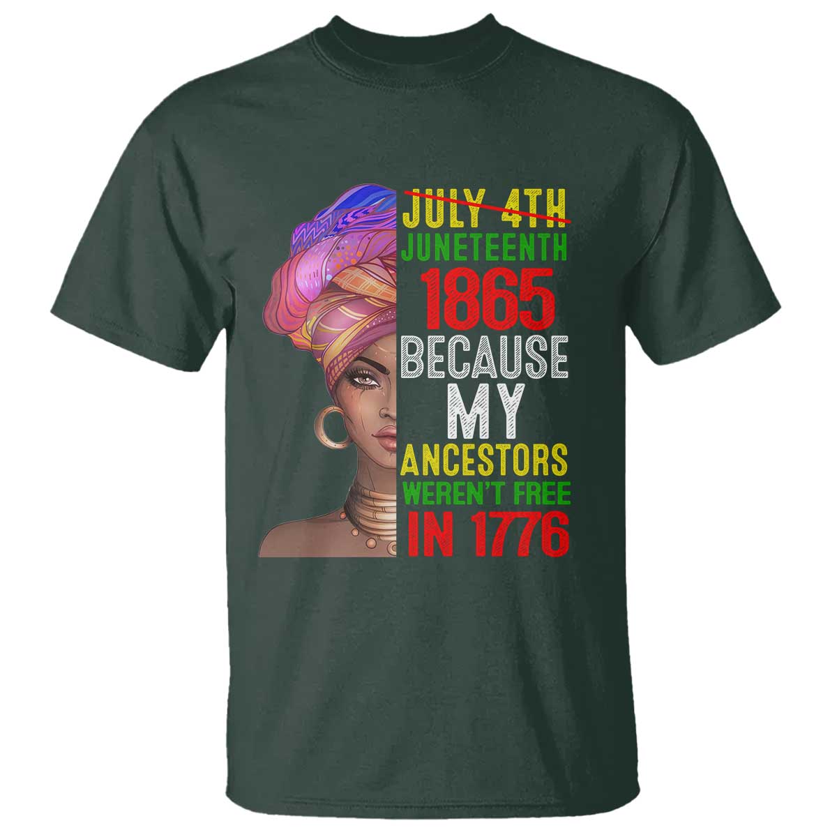 Black Queen Juneteenth 1865 T Shirt Because My Ancestors Weren't Free in 1776