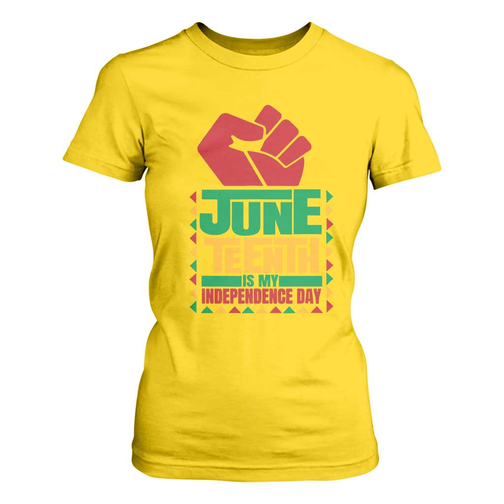Juneteenth Is My Independence Day T Shirt For Women Raised Fist